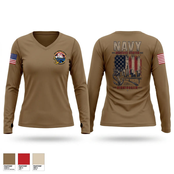 Womens Long Sleeve Vneck Shirt, , Navy, Teamtime, Team time, sublimation, custom sports apparel, team uniforms, spirit wear, spiritwear, sports uniforms, custom shirts, team store, custom team store, fundraiser sports, apparel fundraiser