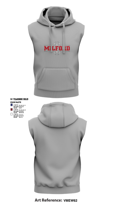 Milford Eagles Pop Warner Football and Cheer 85500081 Sleeveless Hoodie - 7