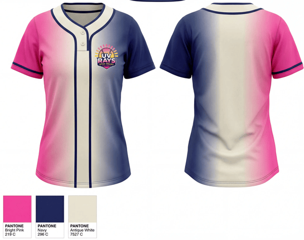 Two Button Softball Jersey, UV Rays, Softball, Teamtime, Team time, sublimation, custom sports apparel, team uniforms, spirit wear, spiritwear, sports uniforms, custom shirts, team store, custom team store, fundraiser sports, apparel fundraiser