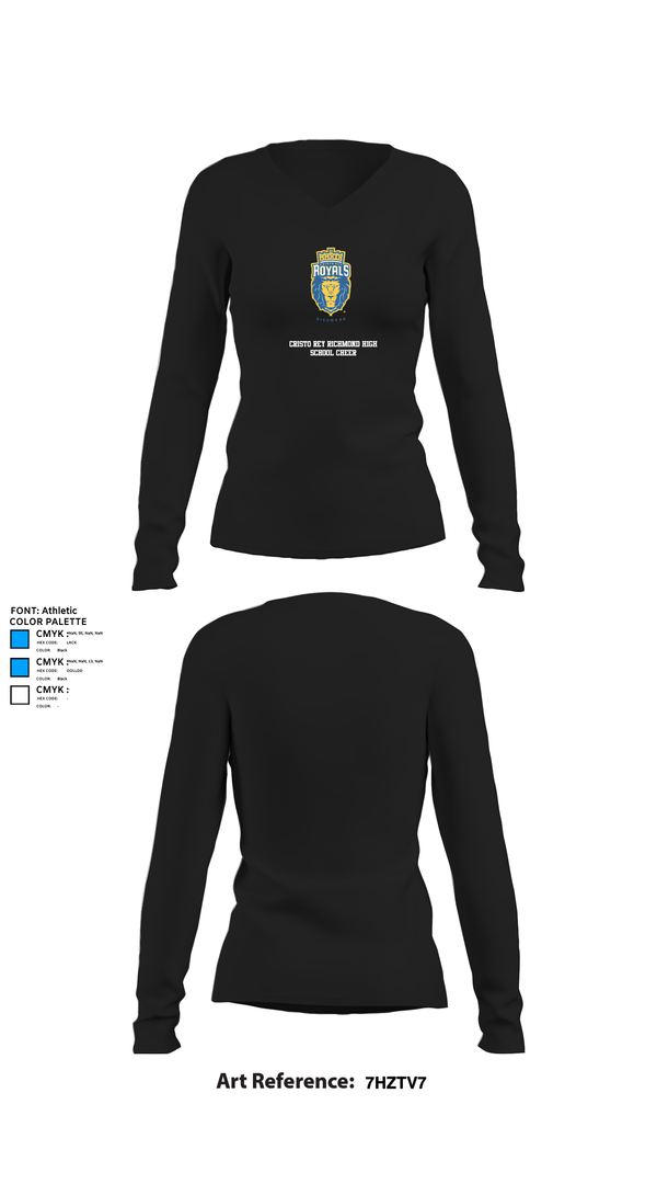 Womens Long Sleeve Vneck Shirt, Cristo Rey Richmond High School Cheer, Cheer, Teamtime, Team time, sublimation, custom sports apparel, team uniforms, spirit wear, spiritwear, sports uniforms, custom shirts, team store, custom team store, fundraiser sports, apparel fundraiser