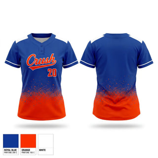 Two Button Softball Jersey, Crush, Softball, Teamtime, Team time, sublimation, custom sports apparel, team uniforms, spirit wear, spiritwear, sports uniforms, custom shirts, team store, custom team store, fundraiser sports, apparel fundraiser