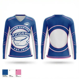 Womens Long Sleeve Vneck Shirt, Burke Centre Stingers, Swimming, Teamtime, Team time, sublimation, custom sports apparel, team uniforms, spirit wear, spiritwear, sports uniforms, custom shirts, team store, custom team store, fundraiser sports, apparel fundraiser