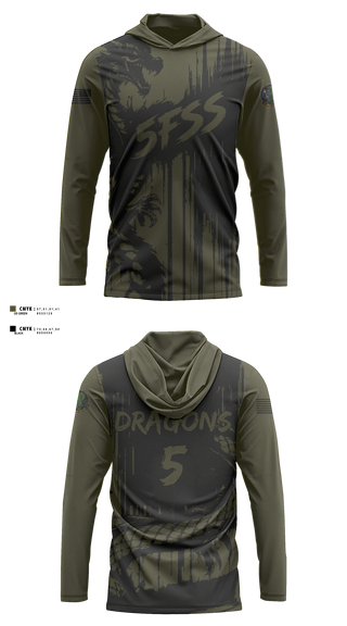 Long Sleeve Performance Shirt with hood, Minot First Sergeants, Air Force, Teamtime, Team time, sublimation, custom sports apparel, team uniforms, spirit wear, spiritwear, sports uniforms, custom shirts, team store, custom team store, fundraiser sports, apparel fundraiser