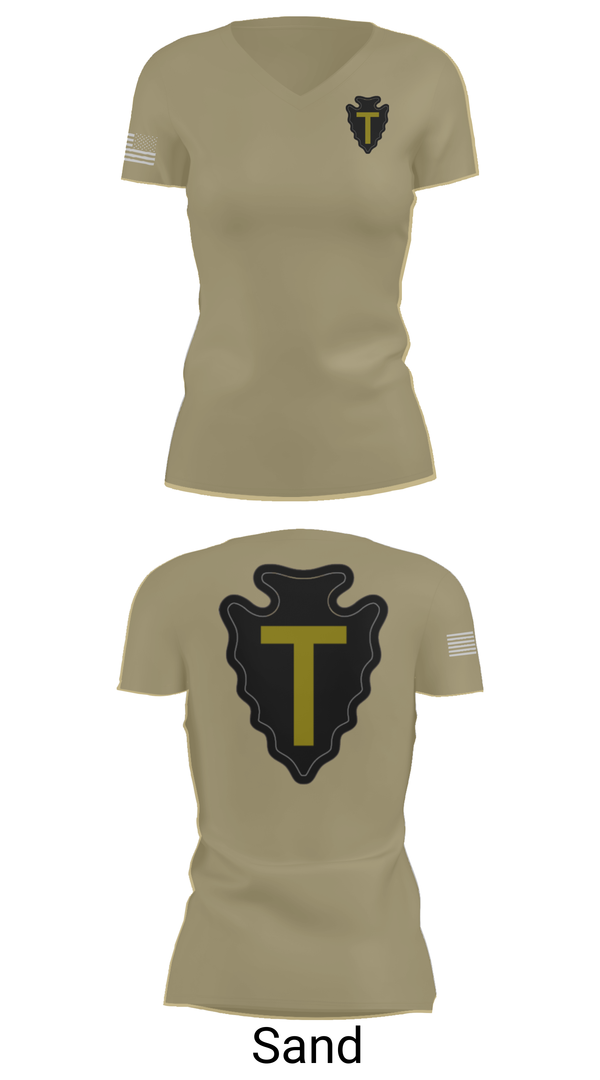 Womens Short Sleeve Vneck Shirt, B CO 3-141, Army, Teamtime, Team time, sublimation, custom sports apparel, team uniforms, spirit wear, spiritwear, sports uniforms, custom shirts, team store, custom team store, fundraiser sports, apparel fundraiser