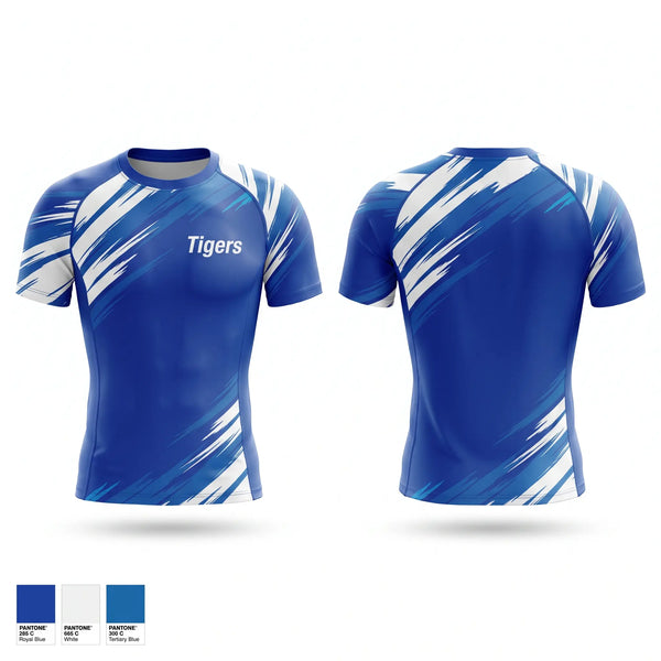 Short Sleeve Rash Guard Shirt, Tigers, Wrestling, Teamtime, Team time, sublimation, custom sports apparel, team uniforms, spirit wear, spiritwear, sports uniforms, custom shirts, team store, custom team store, fundraiser sports, apparel fundraiser
