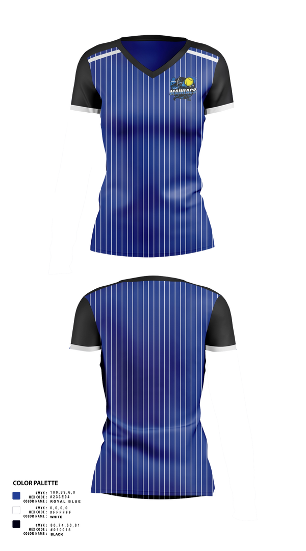 Womens Short Sleeve Vneck Shirt, Capital Area Mainiacs, Softball, Teamtime, Team time, sublimation, custom sports apparel, team uniforms, spirit wear, spiritwear, sports uniforms, custom shirts, team store, custom team store, fundraiser sports, apparel fundraiser