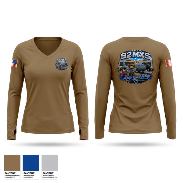 Womens Long Sleeve Vneck Shirt, 92 MXS, Air Force, Teamtime, Team time, sublimation, custom sports apparel, team uniforms, spirit wear, spiritwear, sports uniforms, custom shirts, team store, custom team store, fundraiser sports, apparel fundraiser
