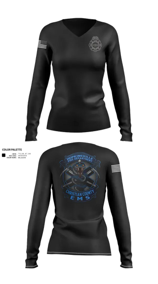 Womens Long Sleeve Vneck Shirt, Hopkinsville Fire Department, Fire Department, Teamtime, Team time, sublimation, custom sports apparel, team uniforms, spirit wear, spiritwear, sports uniforms, custom shirts, team store, custom team store, fundraiser sports, apparel fundraiser