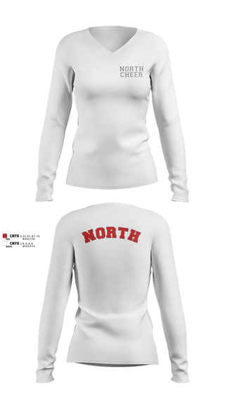 Womens Long Sleeve Vneck Shirt, North Attleborough High School Cheer, Cheer, Teamtime, Team time, sublimation, custom sports apparel, team uniforms, spirit wear, spiritwear, sports uniforms, custom shirts, team store, custom team store, fundraiser sports, apparel fundraiser