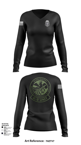 Womens Long Sleeve Vneck Shirt, MDWFP K9, , Teamtime, Team time, sublimation, custom sports apparel, team uniforms, spirit wear, spiritwear, sports uniforms, custom shirts, team store, custom team store, fundraiser sports, apparel fundraiser