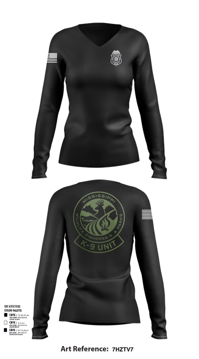 MDWFP K9 21939837 Women's Long Sleeve V-neck Shirt - 102