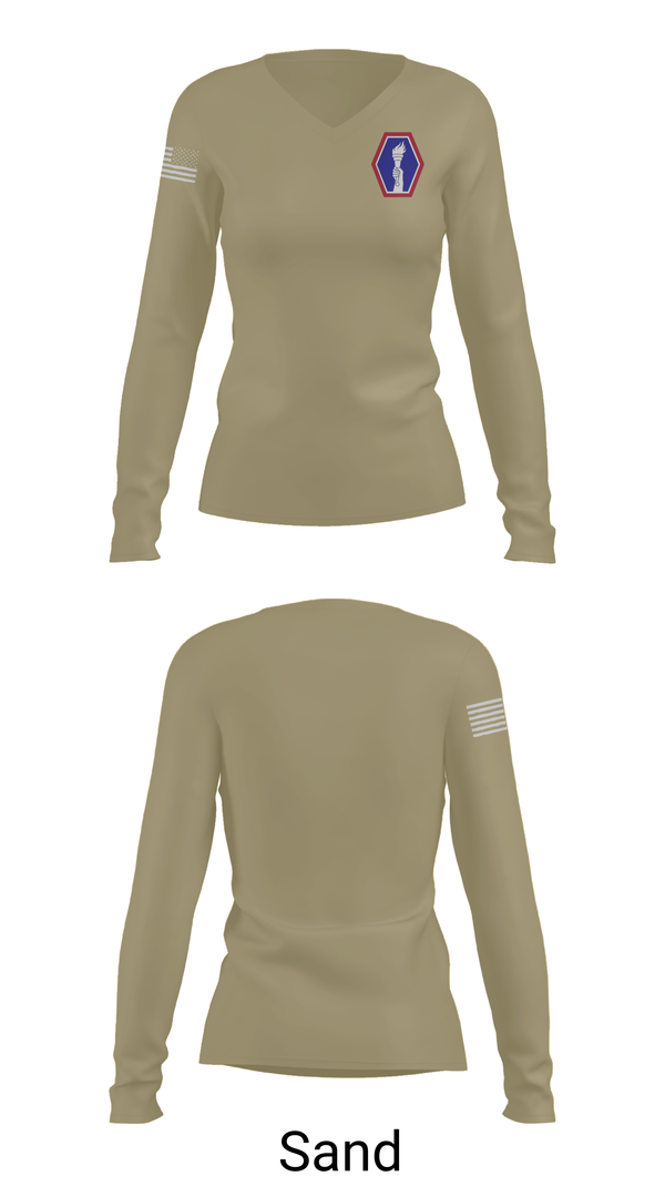 Womens Long Sleeve Vneck Shirt, 100 Battalion 442 Infantry, Army, Teamtime, Team time, sublimation, custom sports apparel, team uniforms, spirit wear, spiritwear, sports uniforms, custom shirts, team store, custom team store, fundraiser sports, apparel fundraiser