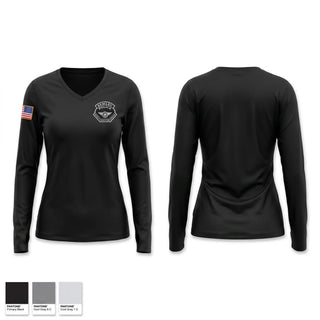 Womens Long Sleeve Vneck Shirt, SEMLEC Mobile Operations, Police, Teamtime, Team time, sublimation, custom sports apparel, team uniforms, spirit wear, spiritwear, sports uniforms, custom shirts, team store, custom team store, fundraiser sports, apparel fundraiser