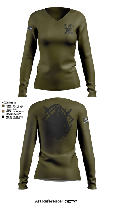 D CO 2-153 Women's Long Sleeve V-neck Shirt - 1