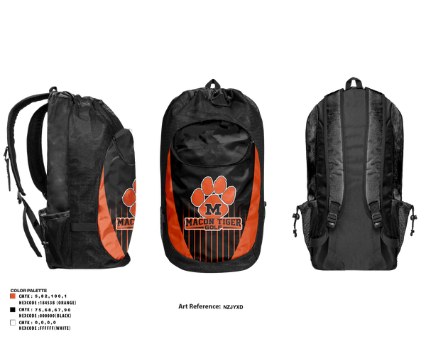 Gear Bag, Macon Tiger Golf, Golf, Teamtime, Team time, sublimation, custom sports apparel, team uniforms, spirit wear, spiritwear, sports uniforms, custom shirts, team store, custom team store, fundraiser sports, apparel fundraiser