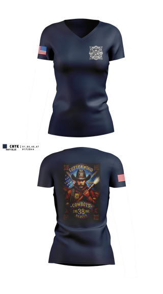 Womens Short Sleeve Vneck Shirt, Cottonwood Cowboys, Fire Department, Teamtime, Team time, sublimation, custom sports apparel, team uniforms, spirit wear, spiritwear, sports uniforms, custom shirts, team store, custom team store, fundraiser sports, apparel fundraiser