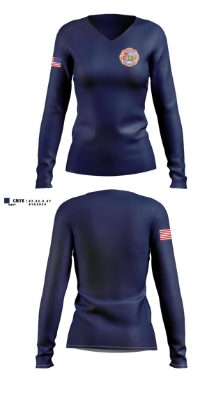 Womens Long Sleeve Vneck Shirt, Chandler Fire, Fire Department, Teamtime, Team time, sublimation, custom sports apparel, team uniforms, spirit wear, spiritwear, sports uniforms, custom shirts, team store, custom team store, fundraiser sports, apparel fundraiser