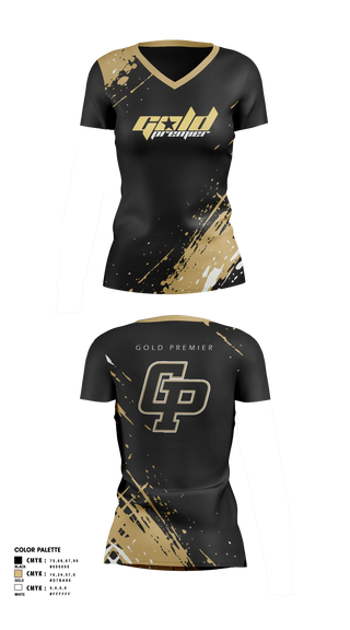 Womens Short Sleeve Vneck Shirt, Gold Premier, Softball, Teamtime, Team time, sublimation, custom sports apparel, team uniforms, spirit wear, spiritwear, sports uniforms, custom shirts, team store, custom team store, fundraiser sports, apparel fundraiser