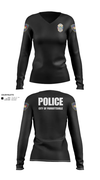 Womens Long Sleeve Vneck Shirt, Parrottsville police, Police, Teamtime, Team time, sublimation, custom sports apparel, team uniforms, spirit wear, spiritwear, sports uniforms, custom shirts, team store, custom team store, fundraiser sports, apparel fundraiser