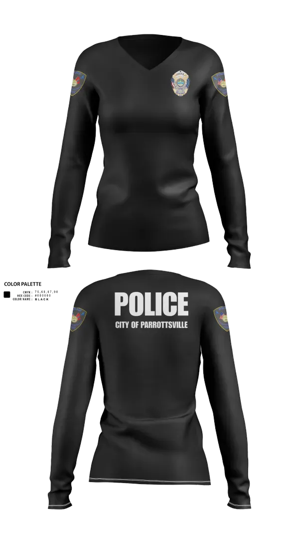 Womens Long Sleeve Vneck Shirt, Parrottsville police, Police, Teamtime, Team time, sublimation, custom sports apparel, team uniforms, spirit wear, spiritwear, sports uniforms, custom shirts, team store, custom team store, fundraiser sports, apparel fundraiser