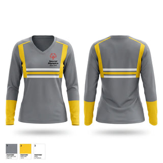 Womens Long Sleeve Vneck Shirt, Sharks, Track & Field, Teamtime, Team time, sublimation, custom sports apparel, team uniforms, spirit wear, spiritwear, sports uniforms, custom shirts, team store, custom team store, fundraiser sports, apparel fundraiser