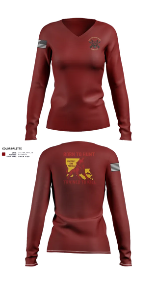 Womens Long Sleeve Vneck Shirt, 239th Military Police Company, , Teamtime, Team time, sublimation, custom sports apparel, team uniforms, spirit wear, spiritwear, sports uniforms, custom shirts, team store, custom team store, fundraiser sports, apparel fundraiser