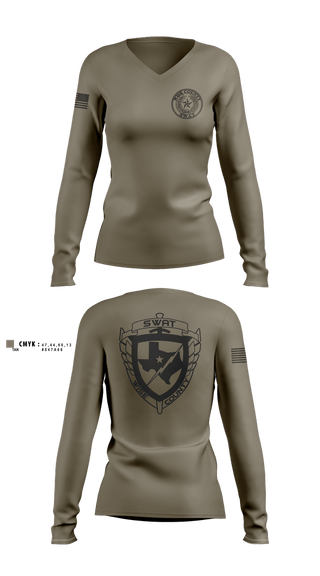 Womens Long Sleeve Vneck Shirt, Wise County SWAT, Police, Teamtime, Team time, sublimation, custom sports apparel, team uniforms, spirit wear, spiritwear, sports uniforms, custom shirts, team store, custom team store, fundraiser sports, apparel fundraiser