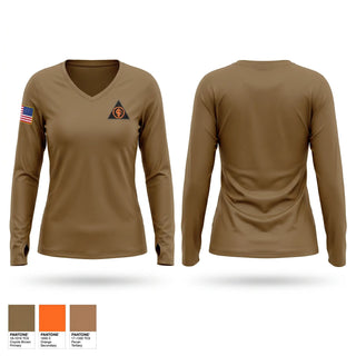 Womens Long Sleeve Vneck Shirt, 83D U.S. Army Reserve Readiness Training Center, Army, Teamtime, Team time, sublimation, custom sports apparel, team uniforms, spirit wear, spiritwear, sports uniforms, custom shirts, team store, custom team store, fundraiser sports, apparel fundraiser