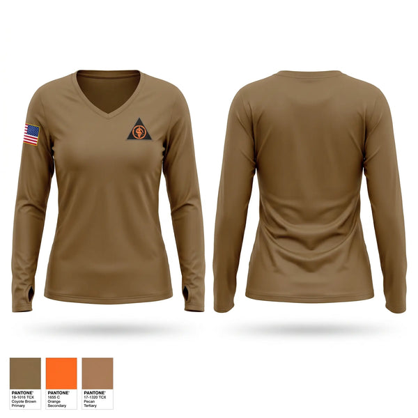 Womens Long Sleeve Vneck Shirt, 83D U.S. Army Reserve Readiness Training Center, Army, Teamtime, Team time, sublimation, custom sports apparel, team uniforms, spirit wear, spiritwear, sports uniforms, custom shirts, team store, custom team store, fundraiser sports, apparel fundraiser