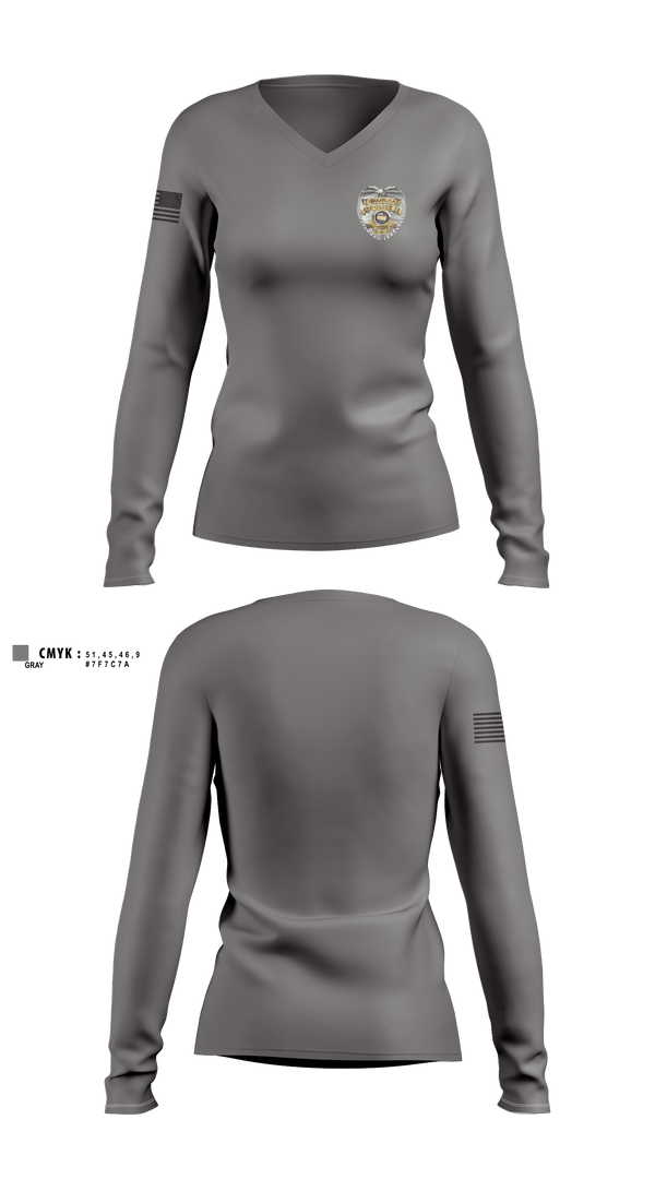 Womens Long Sleeve Vneck Shirt, Wakarusa, Police, Teamtime, Team time, sublimation, custom sports apparel, team uniforms, spirit wear, spiritwear, sports uniforms, custom shirts, team store, custom team store, fundraiser sports, apparel fundraiser