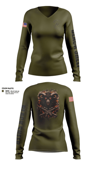 Womens Long Sleeve Vneck Shirt, Black sheep, Marines, Teamtime, Team time, sublimation, custom sports apparel, team uniforms, spirit wear, spiritwear, sports uniforms, custom shirts, team store, custom team store, fundraiser sports, apparel fundraiser