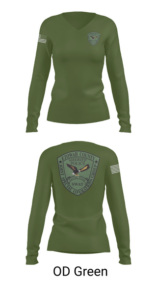 Womens Long Sleeve Vneck Shirt, Etowah County JSOG, , Teamtime, Team time, sublimation, custom sports apparel, team uniforms, spirit wear, spiritwear, sports uniforms, custom shirts, team store, custom team store, fundraiser sports, apparel fundraiser