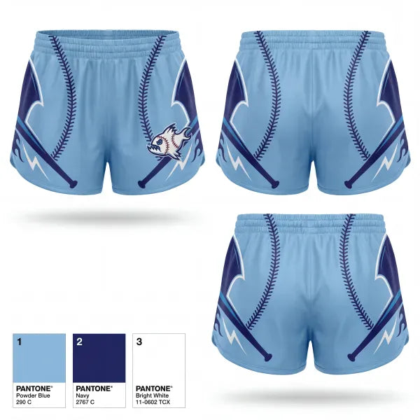 Womens Shorts, Piranhas, Baseball, Teamtime, Team time, sublimation, custom sports apparel, team uniforms, spirit wear, spiritwear, sports uniforms, custom shirts, team store, custom team store, fundraiser sports, apparel fundraiser