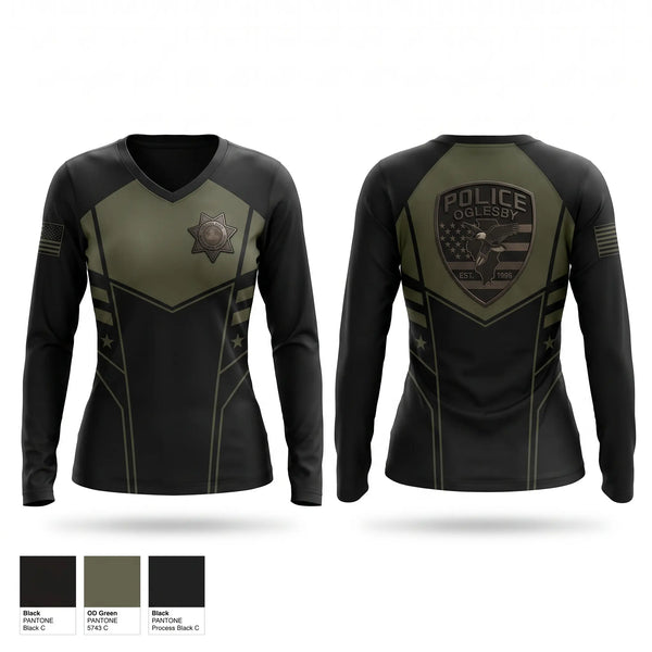 Womens Long Sleeve Vneck Shirt, Oglesby, Police, Teamtime, Team time, sublimation, custom sports apparel, team uniforms, spirit wear, spiritwear, sports uniforms, custom shirts, team store, custom team store, fundraiser sports, apparel fundraiser