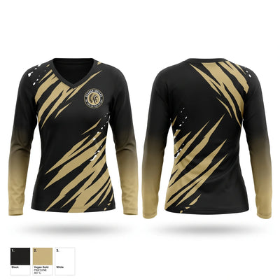 Quanah Indians Women's Long Sleeve V-neck Shirt - 1