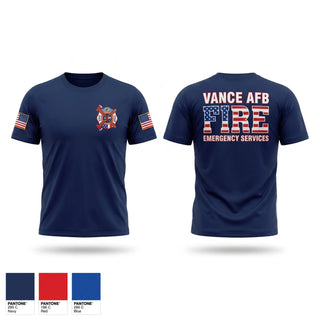 Short Sleeve Performance Shirt, Vance AFB Fire & Emergency Services, Fire Department, Teamtime, Team time, sublimation, custom sports apparel, team uniforms, spirit wear, spiritwear, sports uniforms, custom shirts, team store, custom team store, fundraiser sports, apparel fundraiser