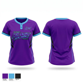 Two Button Softball Jersey, Kalamazoo Klash, Softball, Teamtime, Team time, sublimation, custom sports apparel, team uniforms, spirit wear, spiritwear, sports uniforms, custom shirts, team store, custom team store, fundraiser sports, apparel fundraiser
