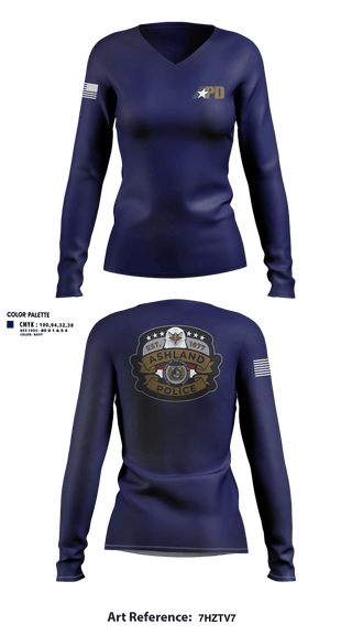 Womens Long Sleeve Vneck Shirt, Ashland Police Department, Police, Teamtime, Team time, sublimation, custom sports apparel, team uniforms, spirit wear, spiritwear, sports uniforms, custom shirts, team store, custom team store, fundraiser sports, apparel fundraiser
