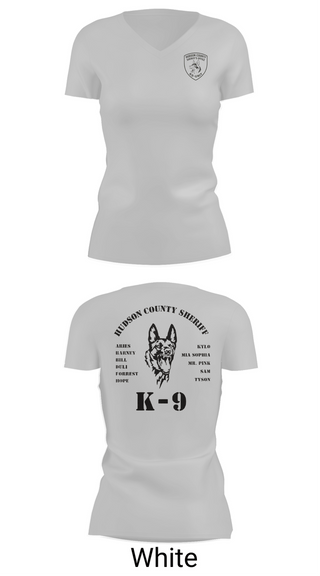 Womens Short Sleeve Vneck Shirt, Hudson County Sheriff’s Office K9-Unit, Police, Teamtime, Team time, sublimation, custom sports apparel, team uniforms, spirit wear, spiritwear, sports uniforms, custom shirts, team store, custom team store, fundraiser sports, apparel fundraiser