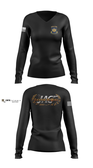 Womens Long Sleeve Vneck Shirt, TJAGCLS, Army, Teamtime, Team time, sublimation, custom sports apparel, team uniforms, spirit wear, spiritwear, sports uniforms, custom shirts, team store, custom team store, fundraiser sports, apparel fundraiser