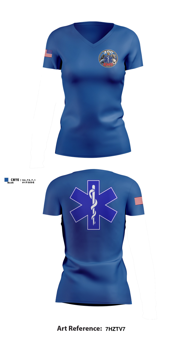 Columbus Zoo EMS Department Women's Short Sleeve V-neck Shirt - 11
