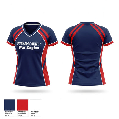 PUTNAM COUNTY War Eagles Women's Short Sleeve V-neck Shirt - 1