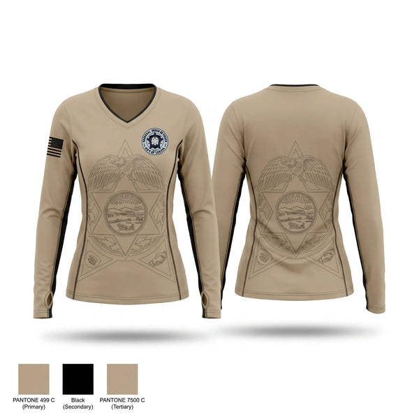 Womens Long Sleeve Vneck Shirt, Lenexa Fraternal Order of Police, Police, Teamtime, Team time, sublimation, custom sports apparel, team uniforms, spirit wear, spiritwear, sports uniforms, custom shirts, team store, custom team store, fundraiser sports, apparel fundraiser