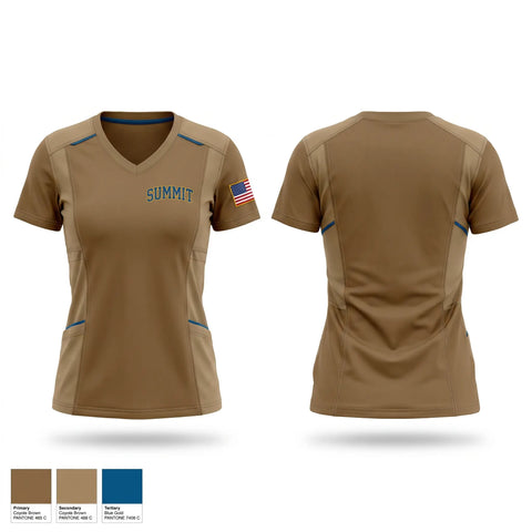 Womens Short Sleeve Vneck Shirt, Summit, Army, Teamtime, Team time, sublimation, custom sports apparel, team uniforms, spirit wear, spiritwear, sports uniforms, custom shirts, team store, custom team store, fundraiser sports, apparel fundraiser