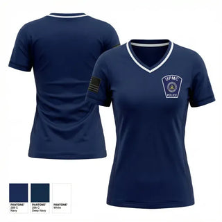 Womens Short Sleeve Vneck Shirt, University of Pittsburgh Medical Center, UPMC, Police, Teamtime, Team time, sublimation, custom sports apparel, team uniforms, spirit wear, spiritwear, sports uniforms, custom shirts, team store, custom team store, fundraiser sports, apparel fundraiser