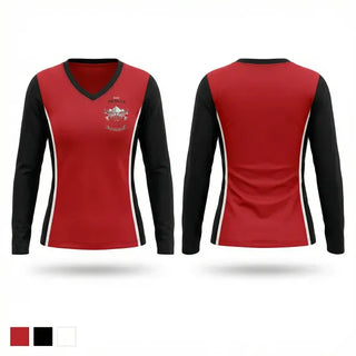 Womens Long Sleeve Vneck Shirt, Haus Valhalla, Spirit Store, Teamtime, Team time, sublimation, custom sports apparel, team uniforms, spirit wear, spiritwear, sports uniforms, custom shirts, team store, custom team store, fundraiser sports, apparel fundraiser