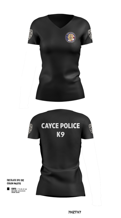 Cayce Police K9 35627395 Women's Short Sleeve V-neck Shirt - 101