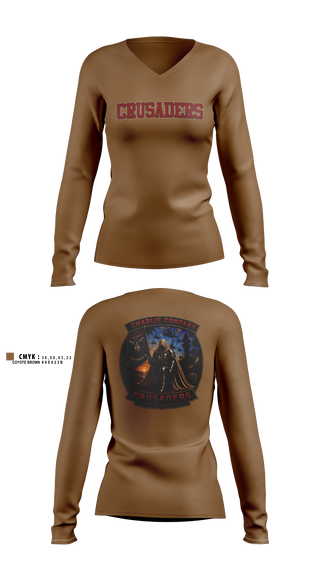 Womens Long Sleeve Vneck Shirt, CRUSADERS, Army, Teamtime, Team time, sublimation, custom sports apparel, team uniforms, spirit wear, spiritwear, sports uniforms, custom shirts, team store, custom team store, fundraiser sports, apparel fundraiser