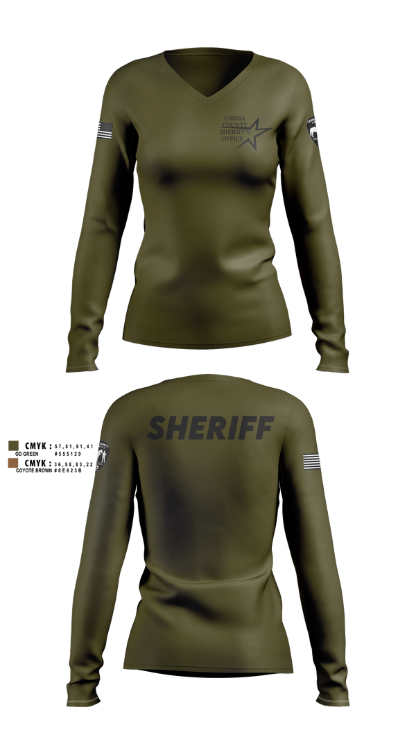 Womens Long Sleeve Vneck Shirt, Cassia County Sheriff’s Office, Police, Teamtime, Team time, sublimation, custom sports apparel, team uniforms, spirit wear, spiritwear, sports uniforms, custom shirts, team store, custom team store, fundraiser sports, apparel fundraiser
