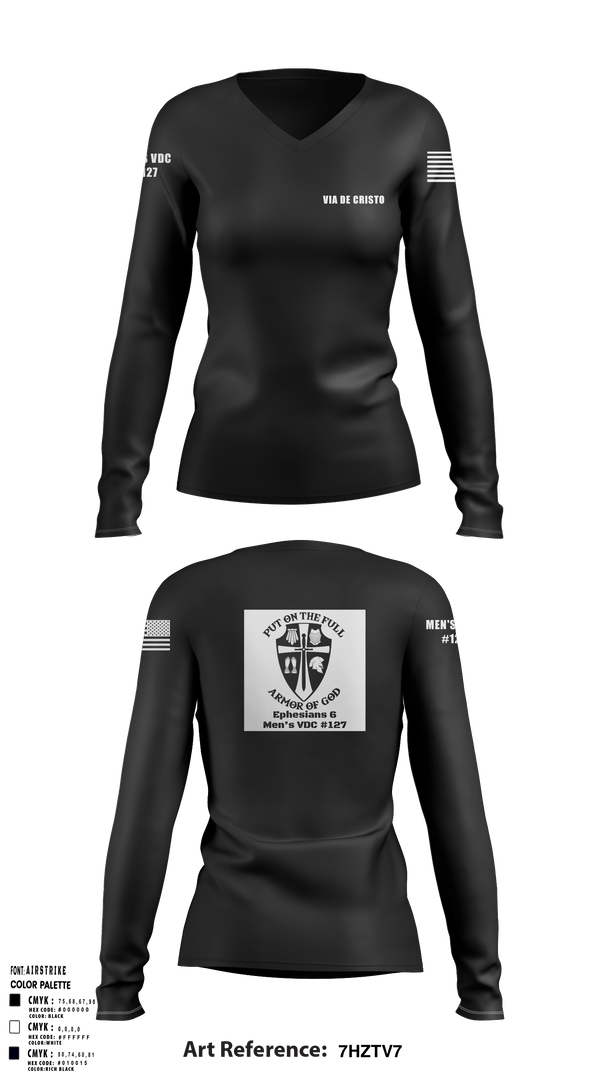 Women's Long Sleeve Vneck Shirt, Service AideService AideVia De Cristo, , Teamtime, Team time, sublimation, custom sports apparel, team uniforms, spirit wear, spiritwear, sports uniforms, custom shirts, team store, custom team store, fundraiser sports, apparel fundraiser